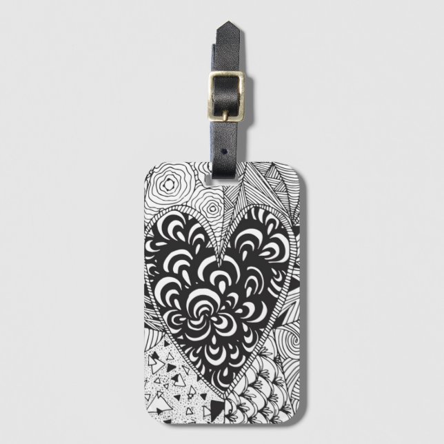 Inspired Heart Doodle Luggage Tag (Front Vertical)