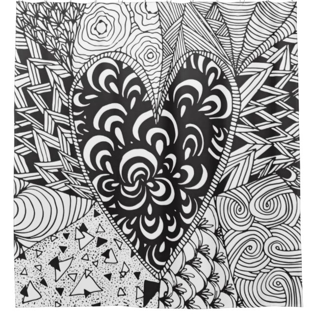 Inspired Heart Doodle Shower Curtain (Front)