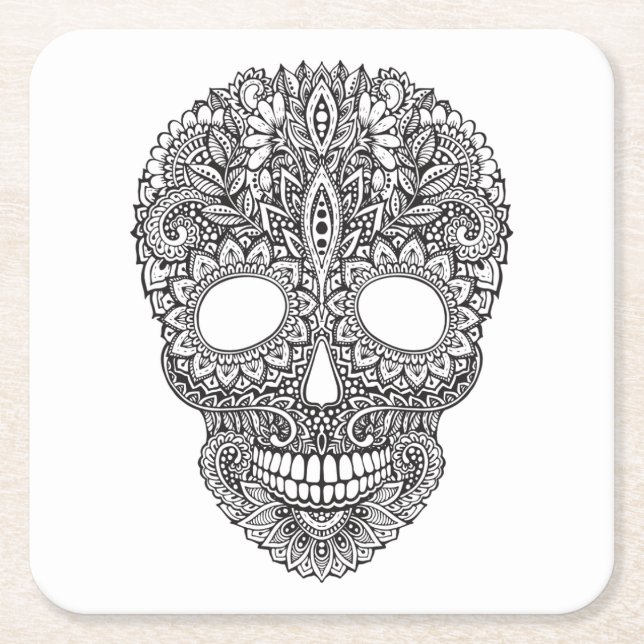 Inspired Human Skull Square Paper Coaster (Front)