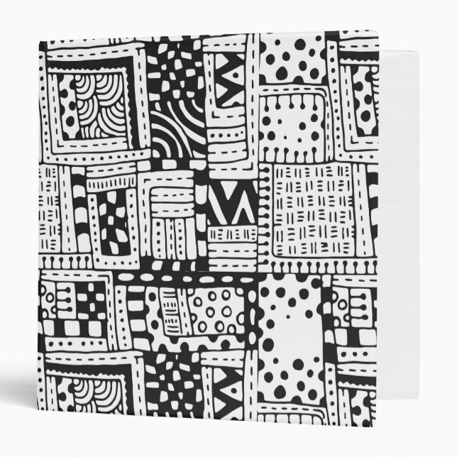 Inspired Indian Abstract Figures 3 Ring Binder (Front/Inside)