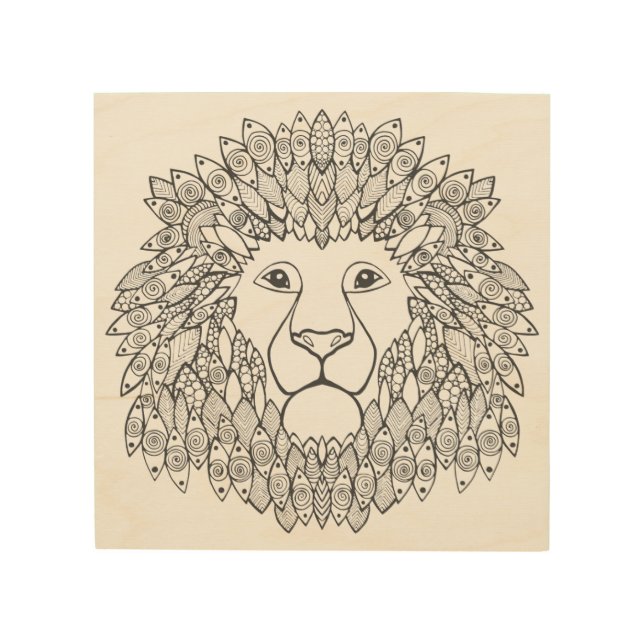 Inspired Lion Head 21 Wood Wall Art (Front)