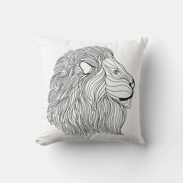 Inspired Lion Head 5 Throw Pillow (Front)