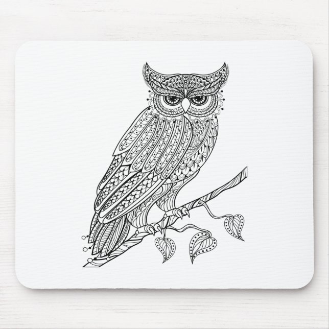 Inspired Magic Owl Sitting On Branch Mouse Pad (Front)