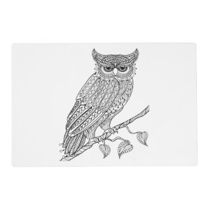 Inspired Magic Owl Sitting On Branch Placemat
