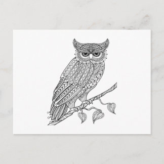 Inspired Magic Owl Sitting On Branch Postcard