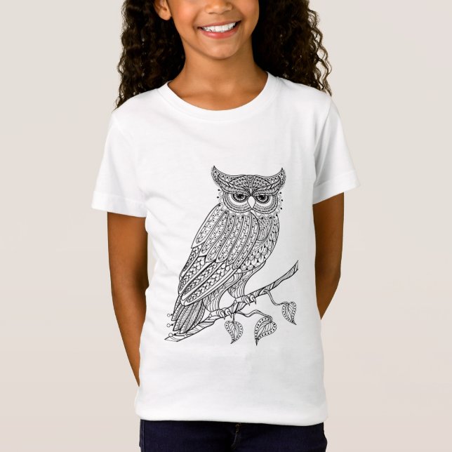 Inspired Magic Owl Sitting On Branch T-Shirt (Front)