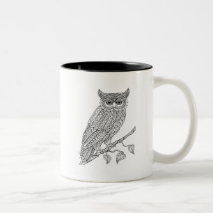 Inspired Magic Owl Sitting On Branch Two-Tone Coffee Mug