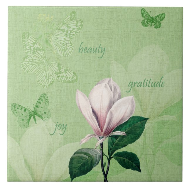 Inspired Magnolia Floral Tile (Front)