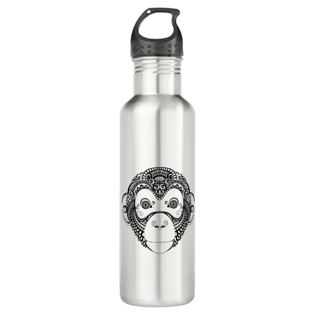 Inspired Monkey Design Stainless Steel Water Bottle (Front)