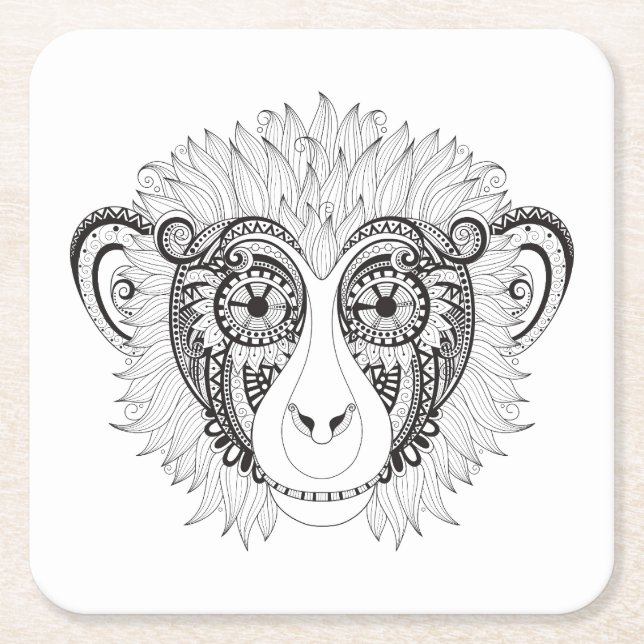 Inspired Monkey Square Paper Coaster (Front)