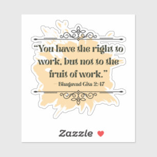 Inspired Orange Minimalist Bhagavad Gita Quote Sticker