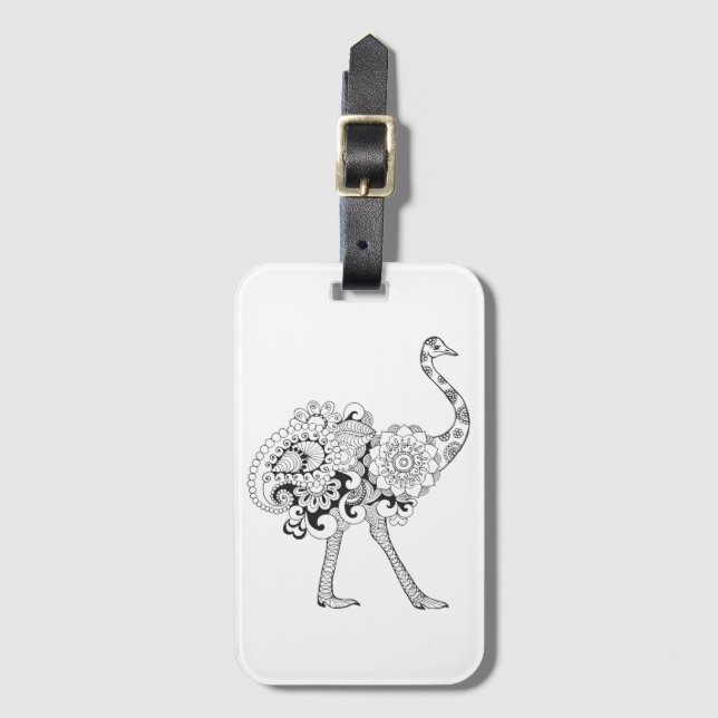 Inspired Ostrich Luggage Tag (Front Vertical)