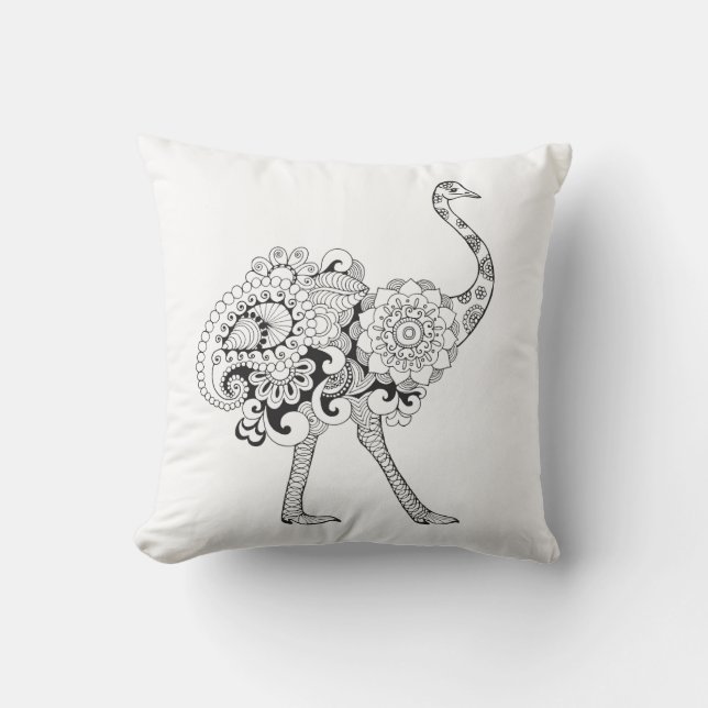 Inspired Ostrich Throw Pillow (Front)