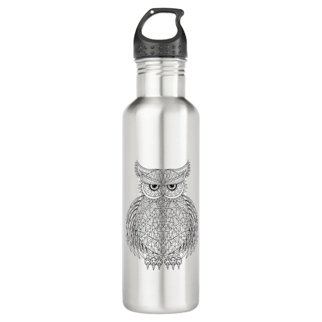 Inspired Owl Bird Totem Water Bottle (Front)