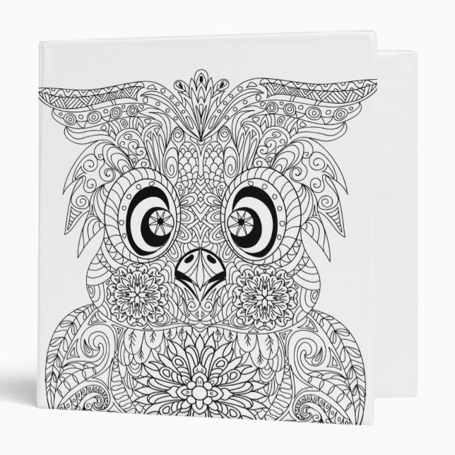 Inspired Owl Portrait 3 Ring Binder (Front/Inside)