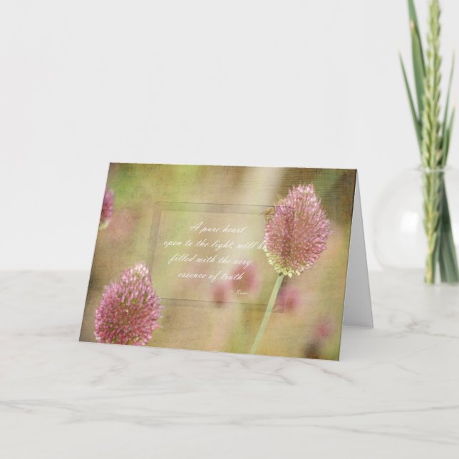Inspired Pink Floral with Rumi Quote Card (Front)