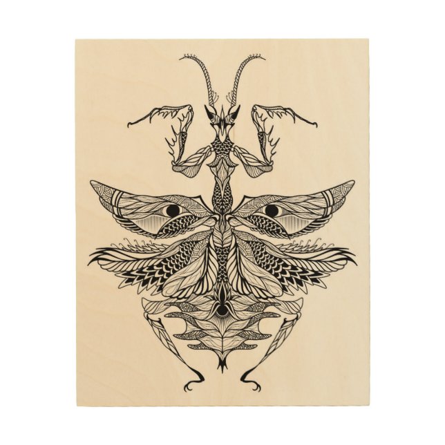 Inspired Praying Mantis 5 Wood Wall Decor (Front)