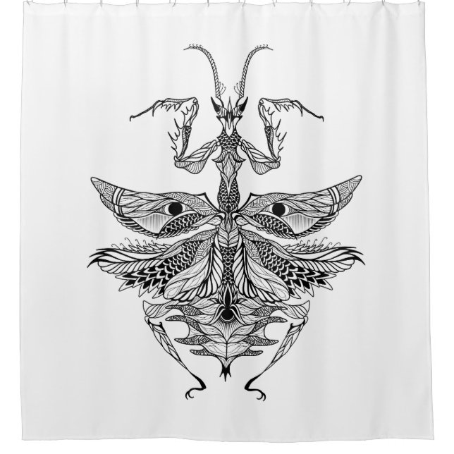 Inspired Praying Mantis Shower Curtain (Front)