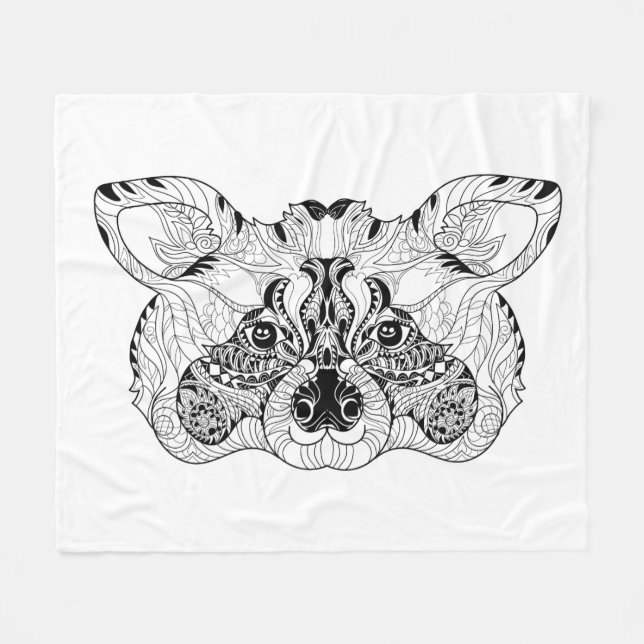 Inspired Raccoon Fleece Blanket (Front (Horizontal))