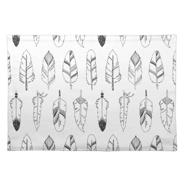 Inspired Retro Feather Pattern Placemat (Front)