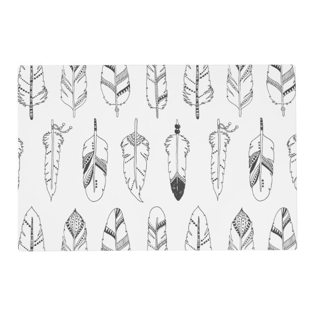 Inspired Retro Feather Pattern Placemat (Front)