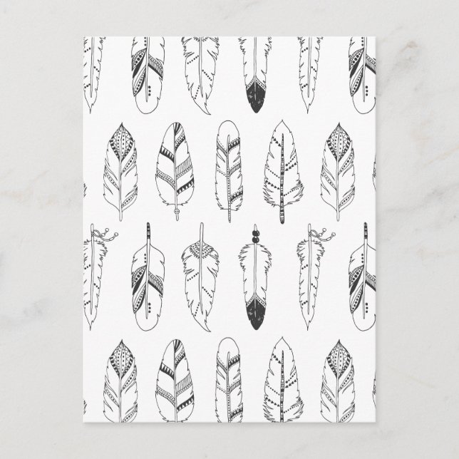 Inspired Retro Feather Pattern Postcard (Front)