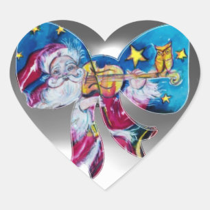 INSPIRED SANTA CHRISTMAS BOW HEART STICKER