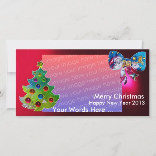 INSPIRED SANTA CHRISTMAS TREE AND BOW HOLIDAY CARD