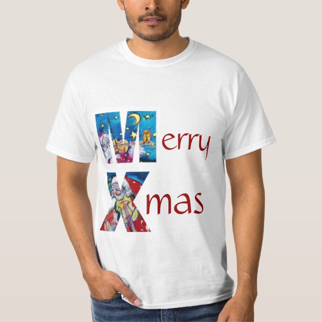 INSPIRED SANTA  PLAYING VIOLIN XMAS MONOGRAM T-Shirt (Front)