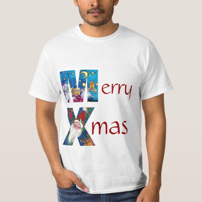 INSPIRED SANTA  PLAYING VIOLIN XMAS MONOGRAM T-Shirt (Front)