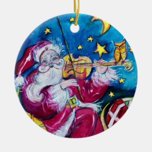 INSPIRED SANTA Red Ruby Gem Stone Ceramic Ornament