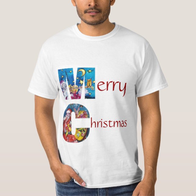 INSPIRED SANTA  WITH CHRISTMAS GIFTS MONOGRAM T-Shirt (Front)
