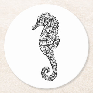 Inspired Sea Horse Round Paper Coaster