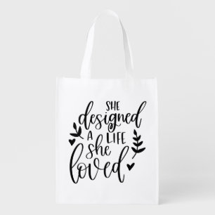 Inspired She Designed A Life She Loved Botanical Grocery Bag