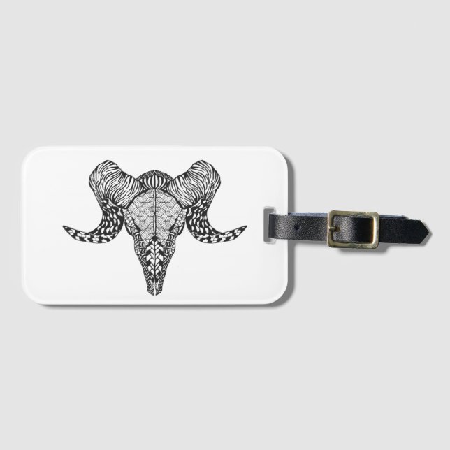 Inspired Sheep Skull Luggage Tag (Front Horizontal)