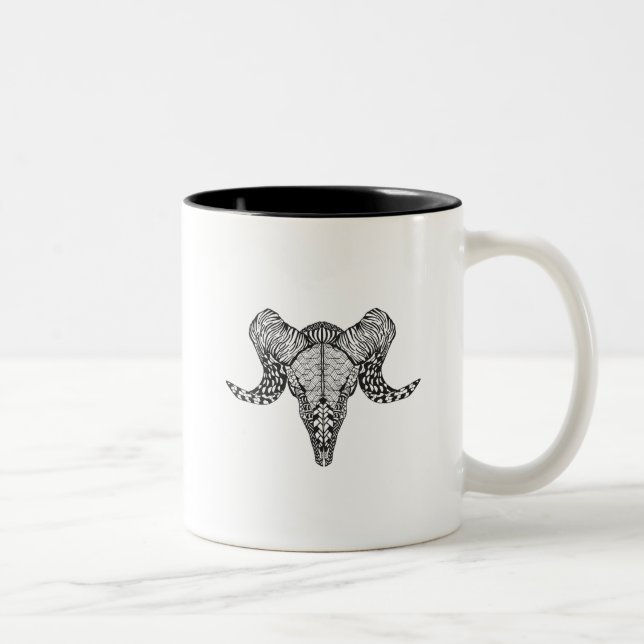 Inspired Sheep Skull Two-Tone Coffee Mug (Right)