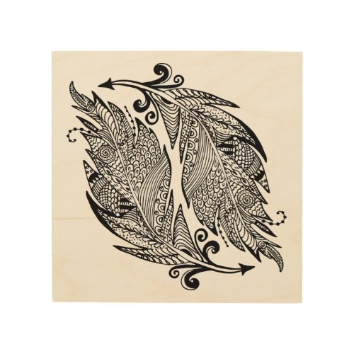 Inspired Sketch Of Feathers 5 Wood Wall Decor