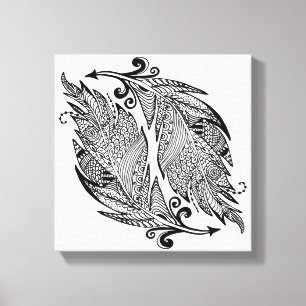 Inspired Sketch Of Feathers 6 Canvas Print