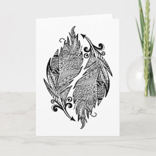 Inspired Sketch Of Feathers Card