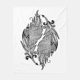 Inspired Sketch Of Feathers Fleece Blanket