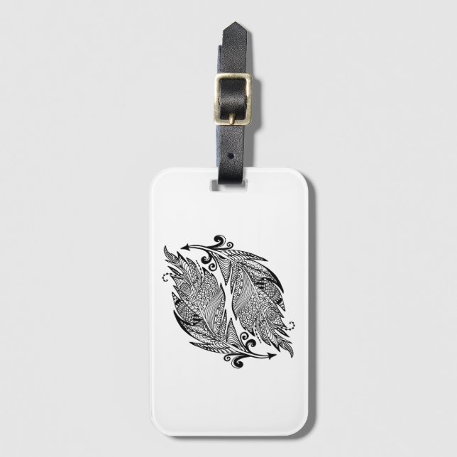 Inspired Sketch Of Feathers Luggage Tag (Front Vertical)
