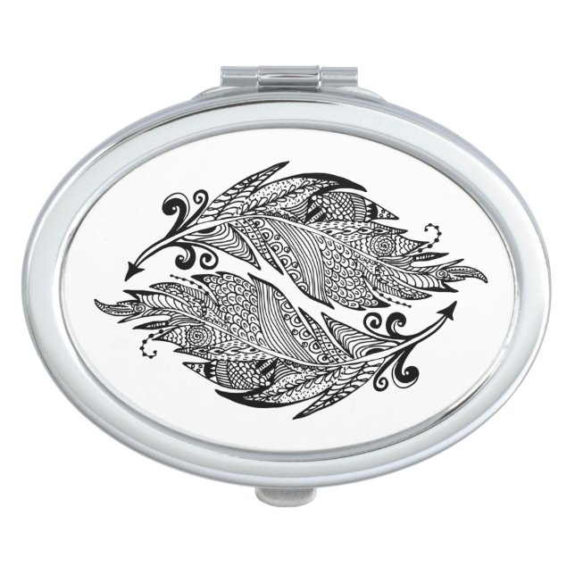 Inspired Sketch Of Feathers Mirror For Makeup (Front)