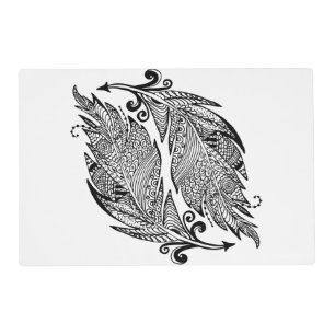 Inspired Sketch Of Feathers Placemat