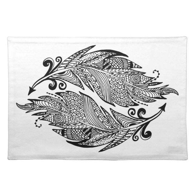 Inspired Sketch Of Feathers Placemat (Front)