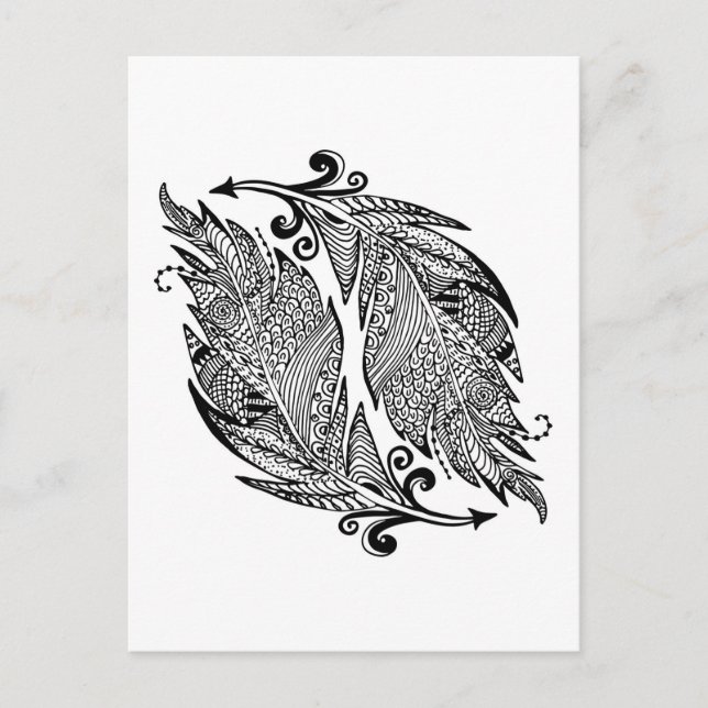 Inspired Sketch Of Feathers Postcard (Front)