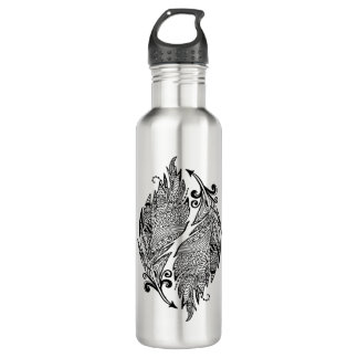 Inspired Sketch Of Feathers Water Bottle