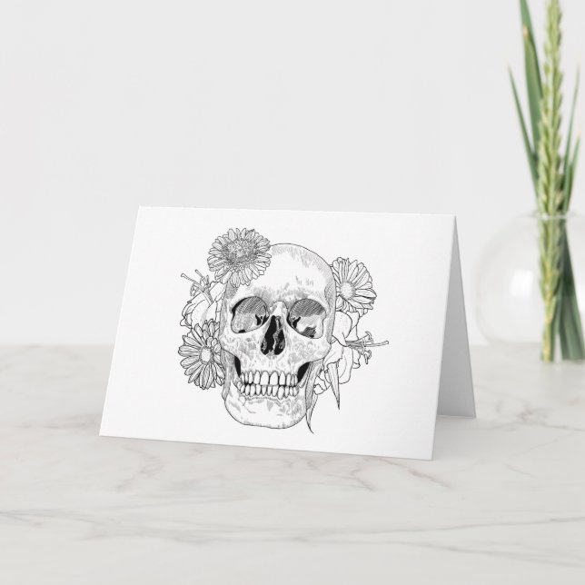 Inspired Skull And Flowers Card (Front)