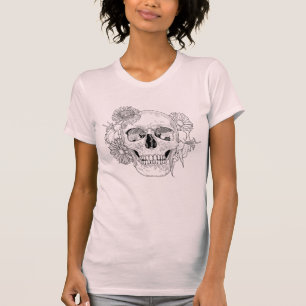 Inspired Skull And Flowers T-Shirt