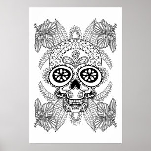 Inspired Skull In Flowers 2 Poster