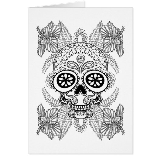 Inspired Skull In Flowers Cards (Front)